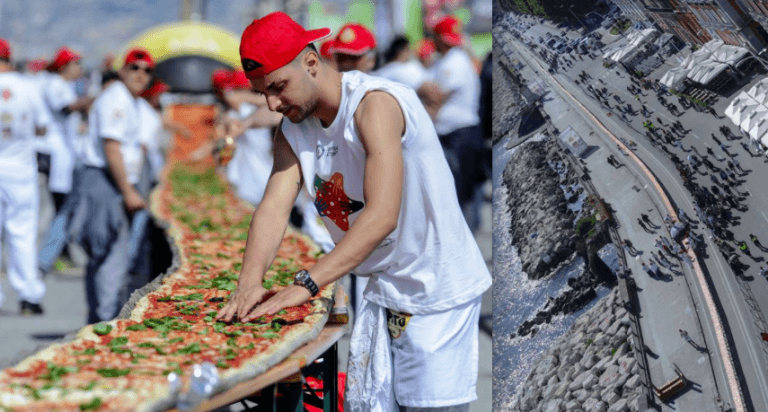 Record a Napoli: La pizza più lunga del mondo 1.853,88 metri